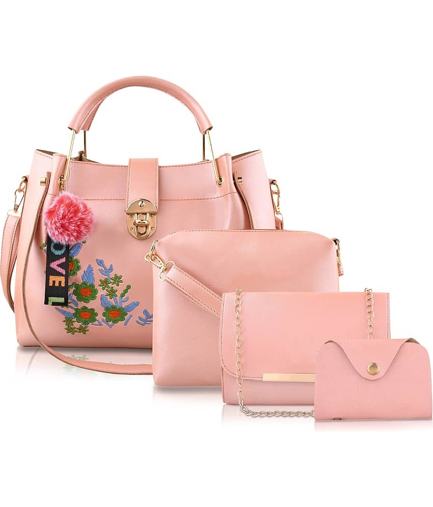 Fargo Pink PU Combo Bags