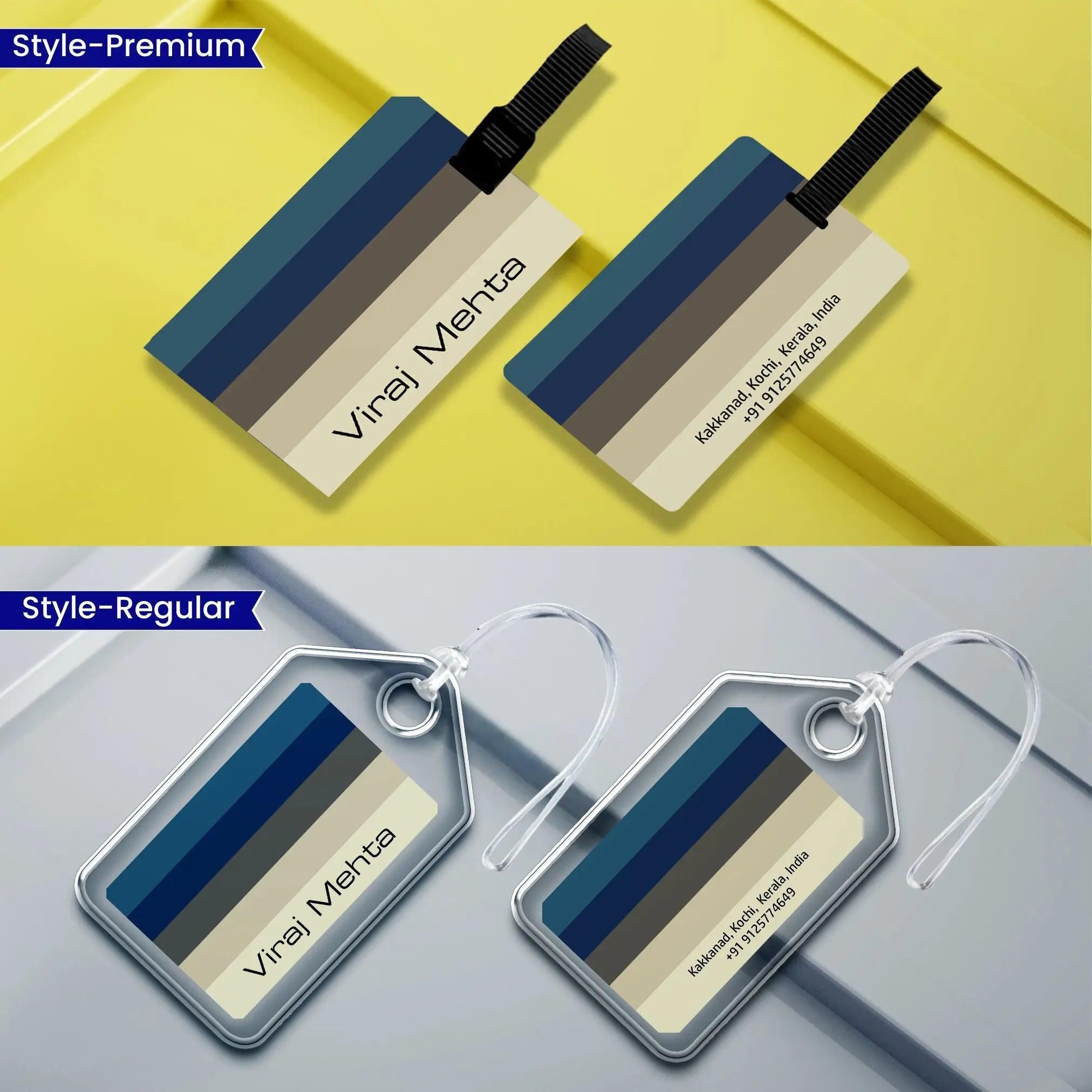 Personalized Luggage Tags - Stripes & Style Design-Regular Bag Tags / Set of 2