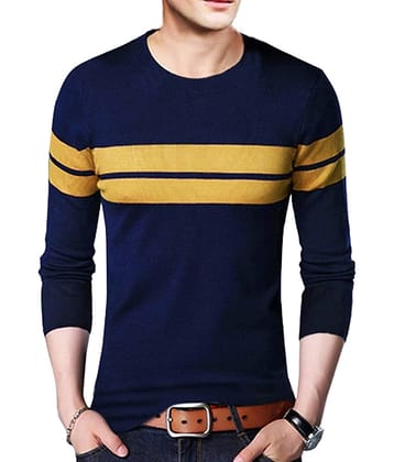 Leotude Pack of 1 Cotton Blend Regular Fit Men's T-Shirt ( Navy Blue )