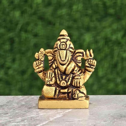 Pure Brass Lord Ganesha Miniature Idol - 2 Inch Height