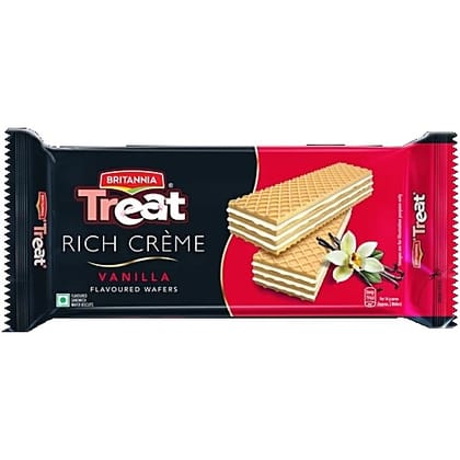 Britannia Treat Creme Vanilla Flavoured Wafer Biscuit, 55 g