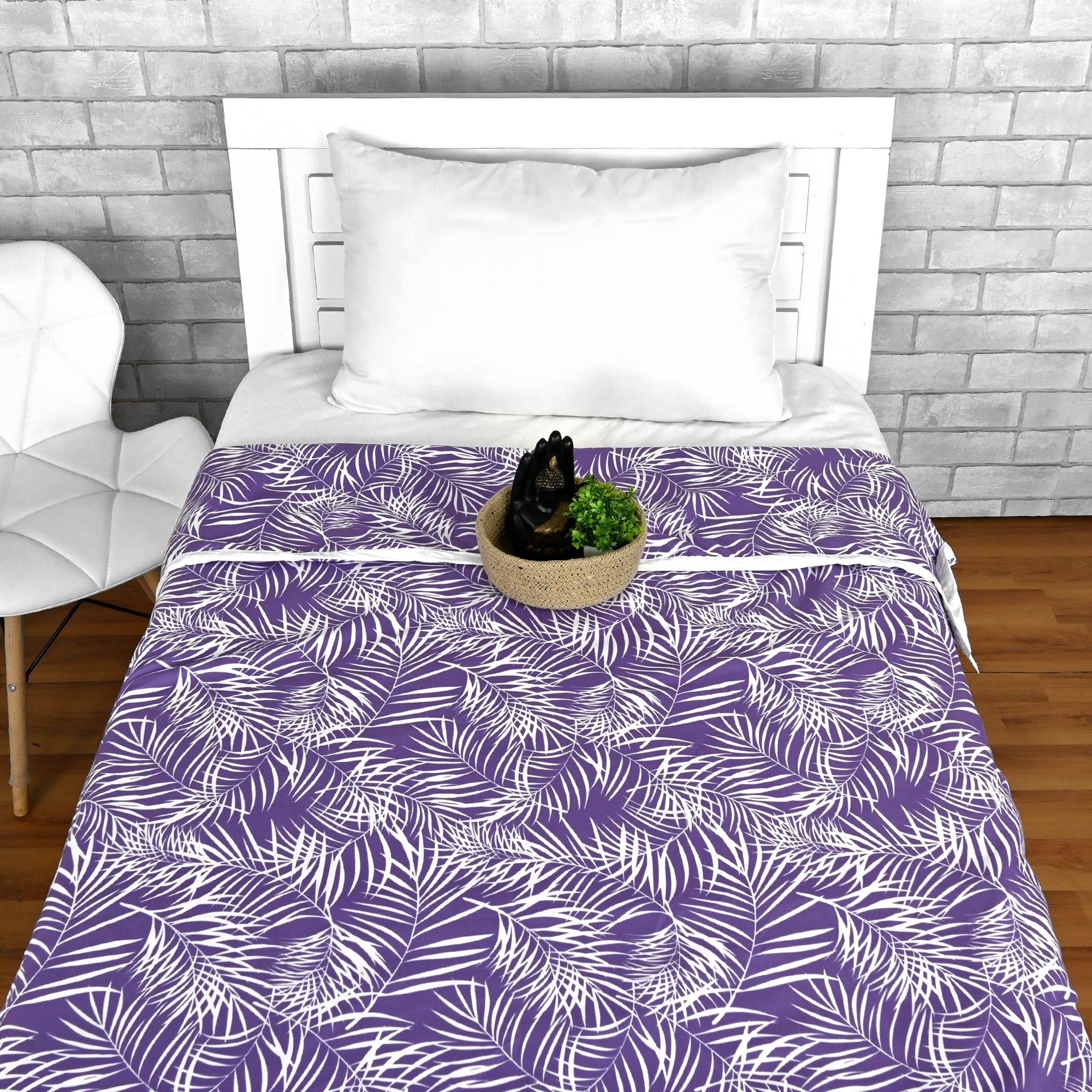 Floral Purple And White Microfiber Comfortable Single Bed AC Dohar-Single / Purple and White / Floral
