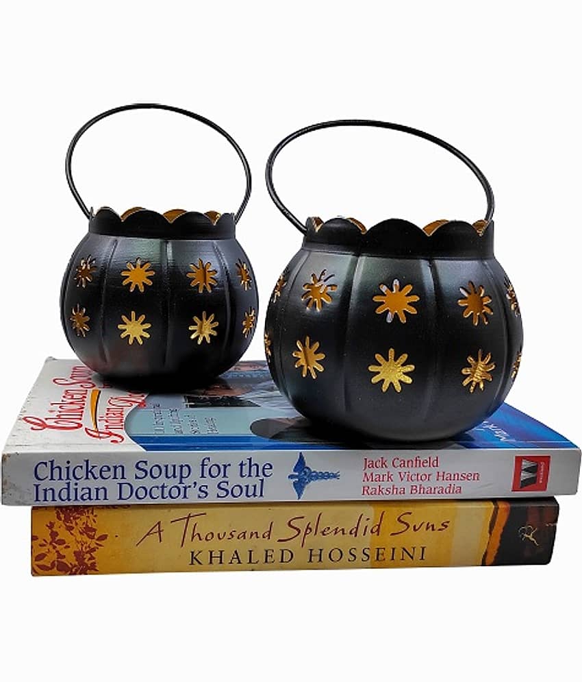 Arsalan Black Table Top and Hanging Iron Tea Light Holder - Pack of 2