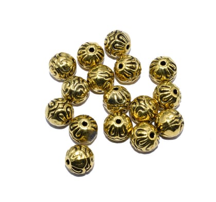 German Silver Metal Oxidize Golden Beads for Jewelry Making. , NGB-060-Per Packet of Approx 10 Pcs (50 Gram) / 11 MM