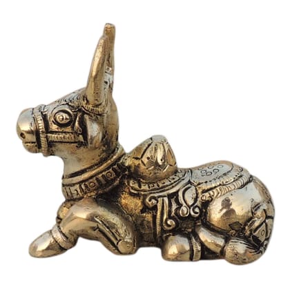 Brass Showpiece Nandi God Idol Statue - Religious Brass Showpiece, Height : 3.2 Inch (BSMAS1530 E)