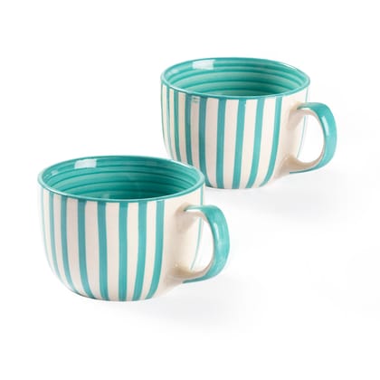 Handpainted Ceramic Mugs - 2.75 x 4 Set of 2-Turquoise / Ceramic / 2.75 Inches x 4 Inches
