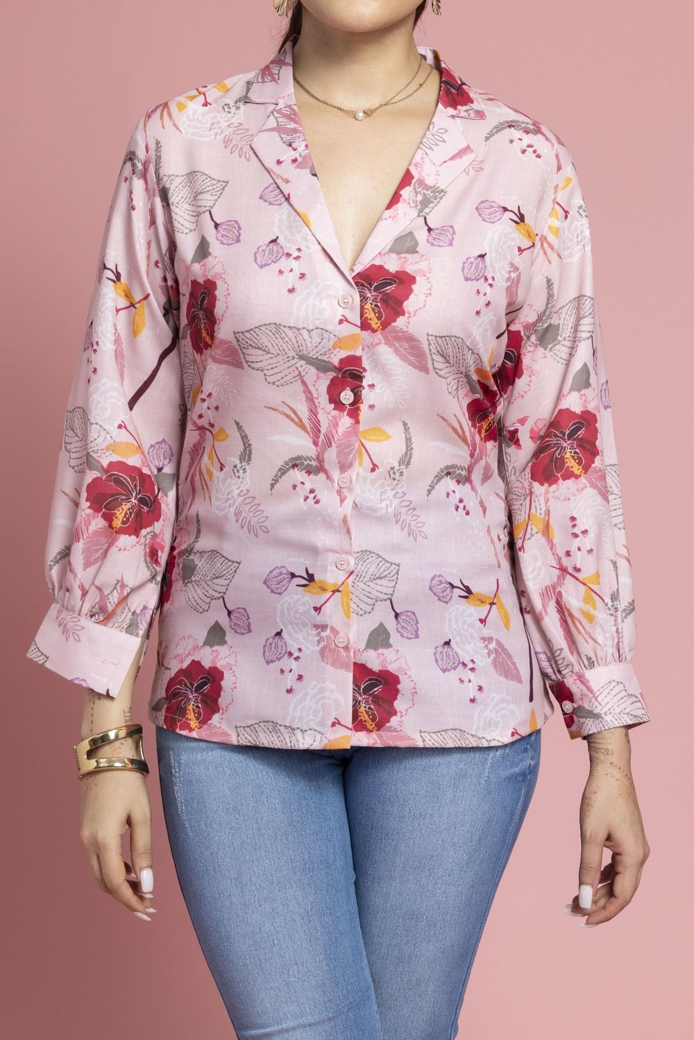 Womens Floral Printed Cotton Top