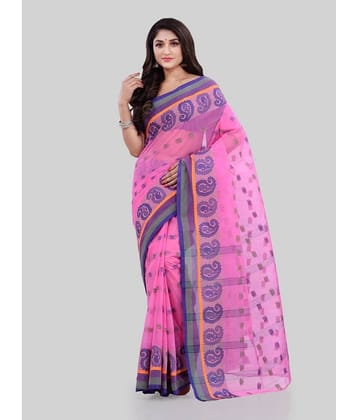 Desh Bidesh Cotton Printed Saree Without Blouse Piece ( Pink )