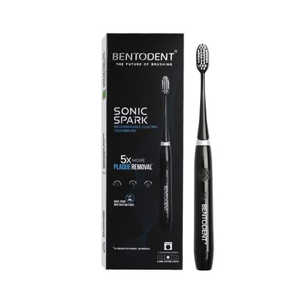 Advanced Rechargeable Electric toothbrush - Sonic Spark With Free Toothpaste Combo and Tongue cleaner-Black / Pack of 1