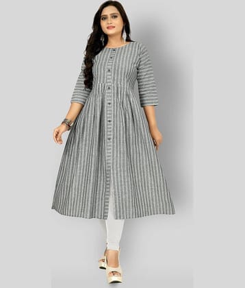 Rangrasiya - Light Grey Cotton Women's Front Slit Kurti ( Pack of 1 )