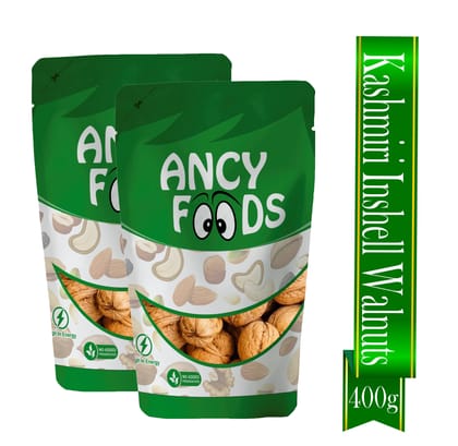 Ancy Kashmiri Sabut Akhrot 400 Grams (200 Grams X 2) – Inshell Walnut Dry Fruit | Rich in Proteins and Antioxidants – Supports Brain Health , Enhances Memory, Boosts Mood, Supports Heart Func