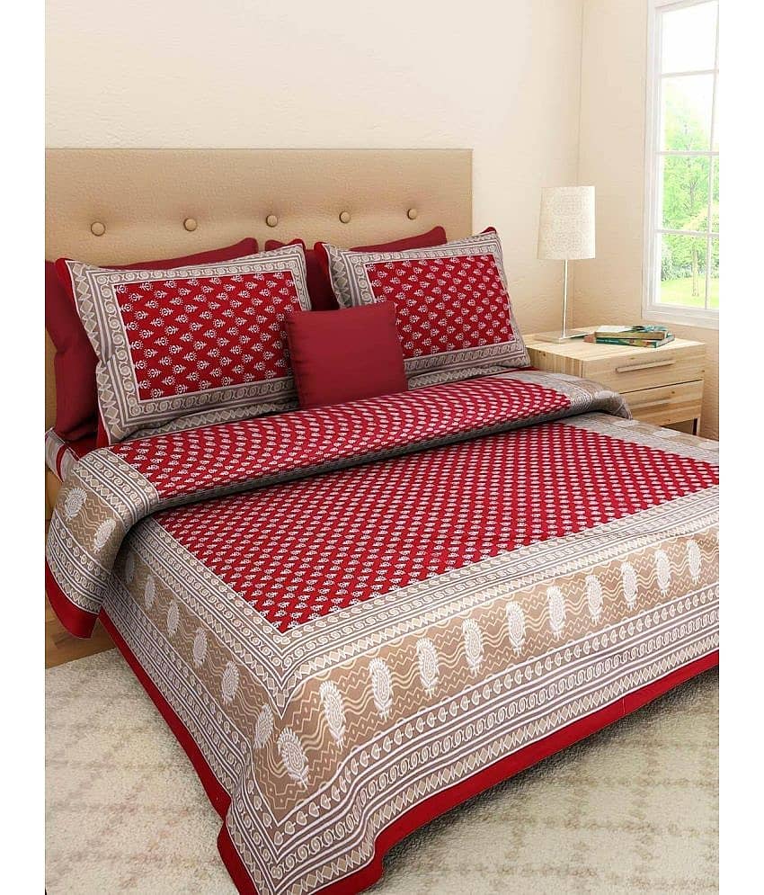 Cosito Cotton 1 Double Bedsheet with 2 Pillow Covers ( Multicolor )