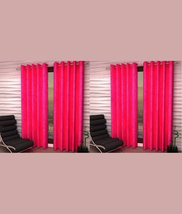 N2C Home Solid Semi-Transparent Eyelet Curtain 5 ft ( Pack of 4 ) - Pink