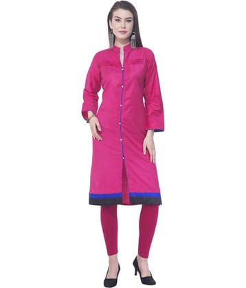 A R Silk - Pink Rayon Women's Front Slit Kurti