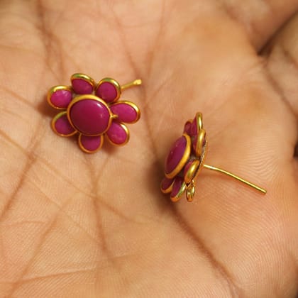 2 Pairs Singal Layer Pacchi Earrings Violet 14X14 mm-Violet / Acrylic