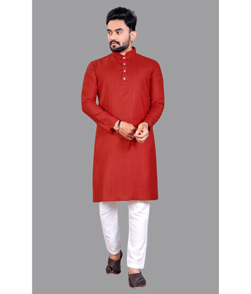 YUG ART - Olive Green Cotton Blend Regular Fit Men's Kurta Pyjama Set ( Pack of 1 )