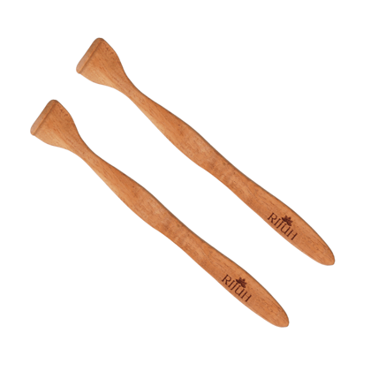 Rijuh Neem Wood Tongue Cleaner | Sustainable, Eco-Friendly, and Chemical-Free-Pack of 2