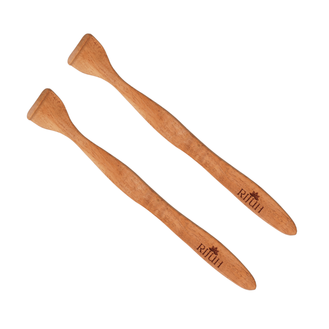 Rijuh Neem Wood Tongue Cleaner | Sustainable, Eco-Friendly, and Chemical-Free-Pack of 2