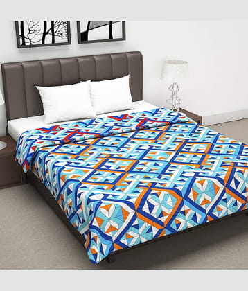DIVINE CASA Double Polyester Blue Geometrical Dohar