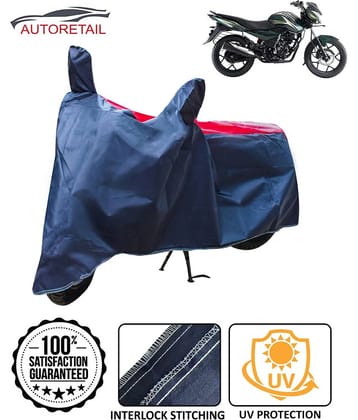 Autoretail Dust Proof Two Wheeler Polyster Cover With (Mirror Pocket) for Bajaj Discover 150F with Buckle Lock (Red & Blue)