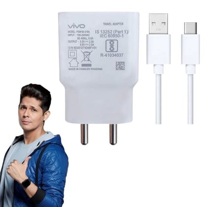 Vivo Y50 2 Amp 9V Dual Engine 18W Fast Mobile Charger with Type C Cable