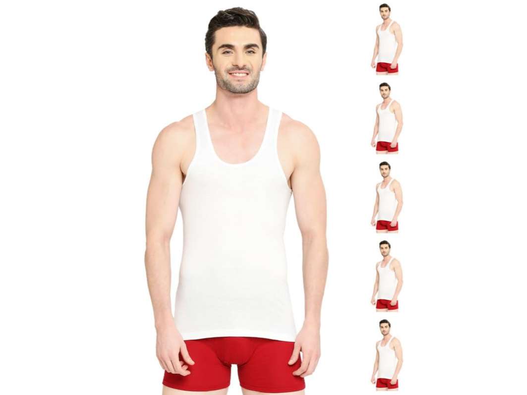 VIP Supreme Men's 100% Cotton White Vest, Moisture Absorbent Inner wear for Men - Pack of 6 - XXL