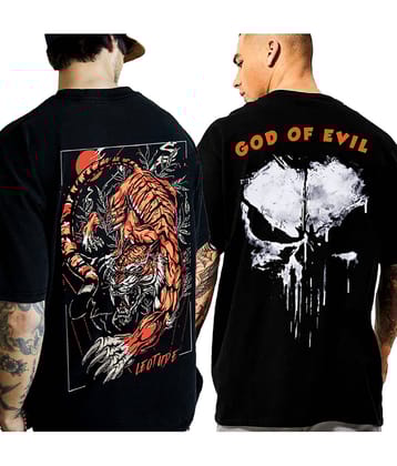 Leotude Men Cotton Blend Oversized Fit Printed T-Shirt ( Black )