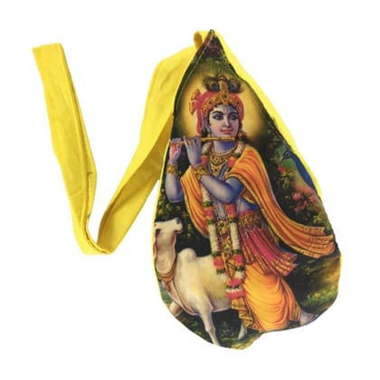 MAYAPURI Krishna Printed Bead Bag/Gomukhi Japa Bag/Chanting Bag with Zip Pocket (Pack of 1)