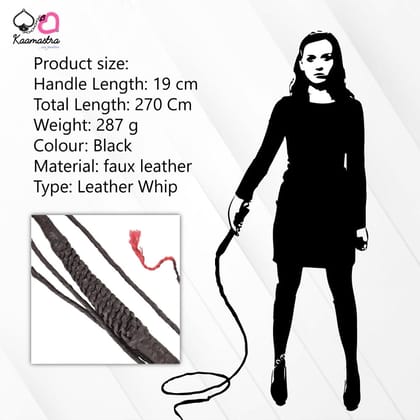 Kaamastra 106 Inches Long Black Leather Flogger