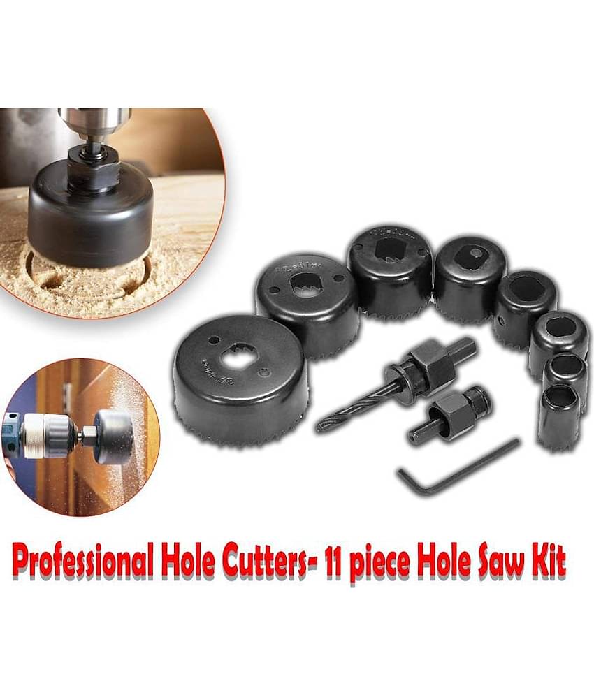 SHB Hole saw 11pcs Metal Alloys Wood Hole Saw Cutting Set, Black, 19-64 mm, Set of 11Pcs