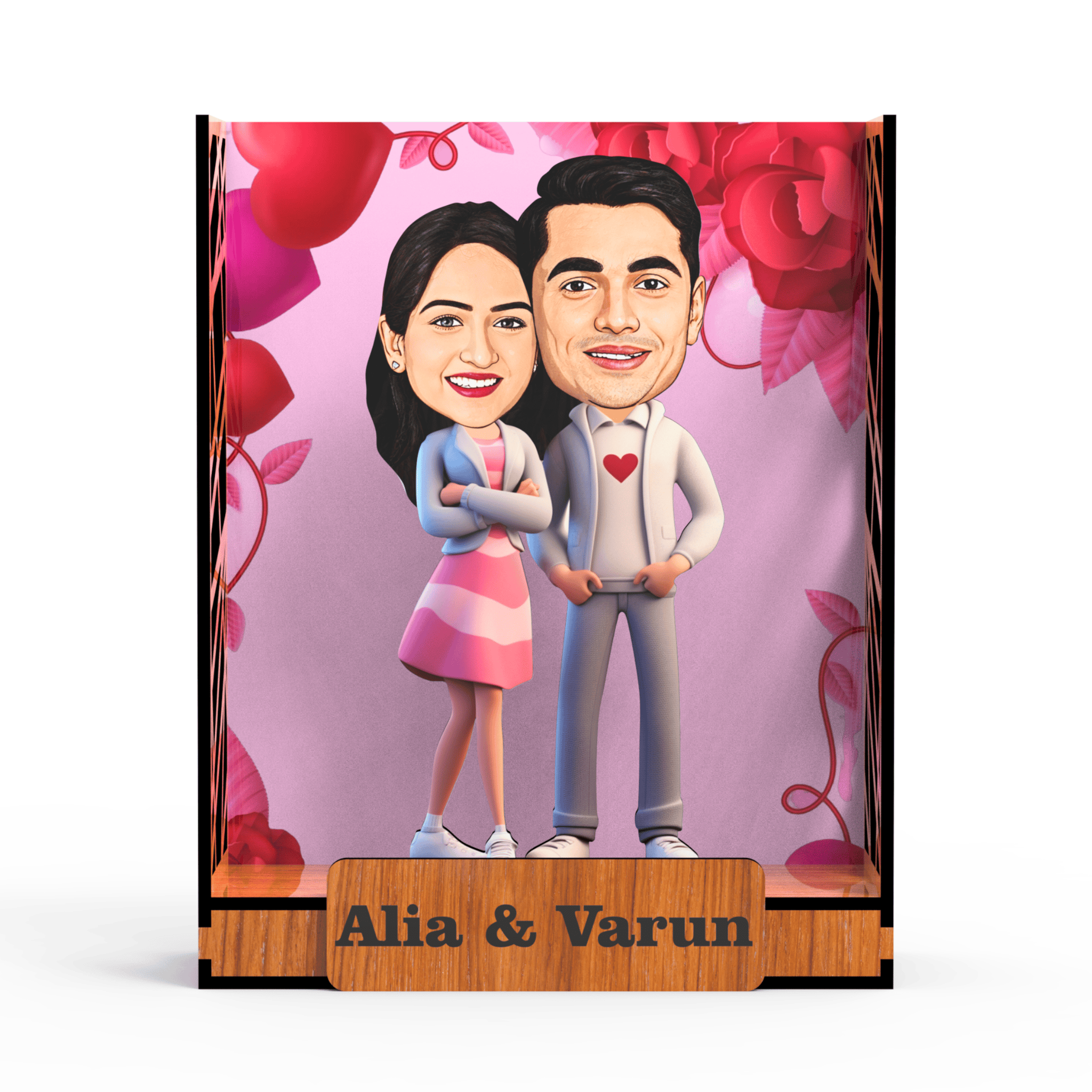 Avataar Studio Personalized Gift for Husband, Wife, Boyfriend, Girlfriend Character Caricature Photo Frame Unique Design Customized Gift for Friends & Family Return Gift (Couple 3 BOX)