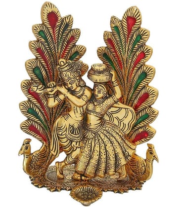 Green Tales - Brass Radha Krishna Idol ( 18 cm )