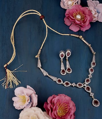 Ladymania Alloy Maroon Contemporary/Fashion Necklaces Set Choker