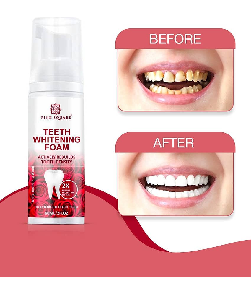 pink square Teeth Whitening Foam Bad Breath Denture Oral Kit