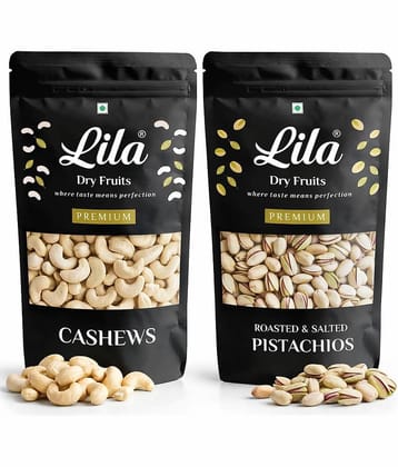 LILA DRY FRUITS Combo Pack Salted Pista & Cashews 100 gms x 2 Each Kaju Pistachios Daily Snack Mix for Party Office Munching Perfect for Giftings