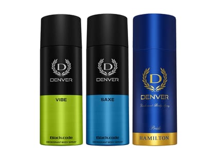 Denver Pack of 3 Deos (Vibe + Saxe + Pride) - 150ml Each Denver Pack of 3 Deos (Vibe + Saxe + Pride) - 150ml Each