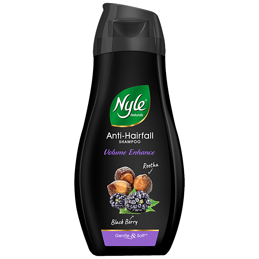 Nyle Volume Enhance Anti-Hair Fall Shampoo - With Reetha & Blackberry, Gentle, Soft, Paraben Free, 180 Ml
