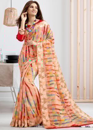 Apricot Orange Woven Linen Silk Saree