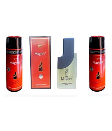 OPP 2 Magnet Body Spray 200 ml each and 1 Magnet Apparel Perfume 100 ml, (Pack of 3) - 500ml