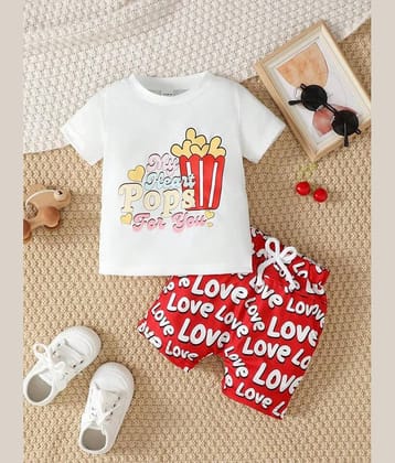 CUTEVIBE Pack of 1 Boys Cotton Blend T-Shirt & Shorts Set ( White )