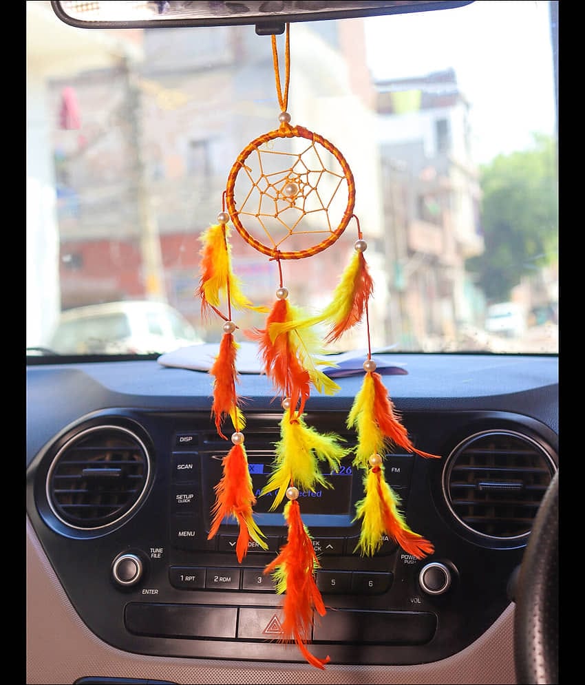Zimka - Multicolor Feather Dream Catcher - Pack of 1 ( 17 X 7 cms )
