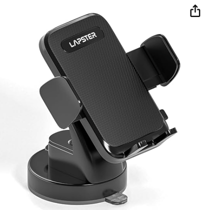 Lapster Autogrip C1 car mobile holder for dashboard with 360 Degree Rotation, Secure Hold Grip, Vacuum Lock Base , One-Hand Operation, Impact-Resistant Design , mobile holder for car (Black)