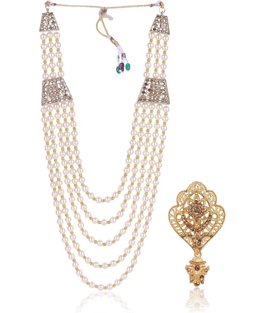 Dulha groom sherwani Necklace/Moti Mala for Men for wedding | Groom Mala and Brooch Set