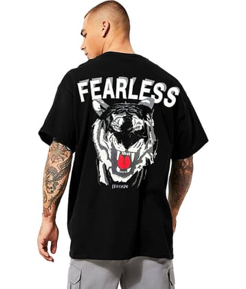 Leotude Men Cotton Blend Oversized Fit Printed T-Shirt ( Black )