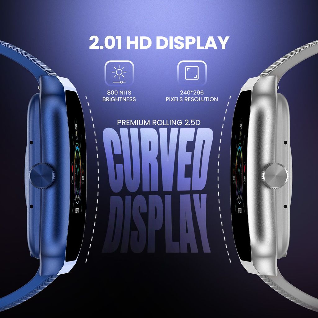 CELLECOR E3 Rise 2.01" HD Curved Display Smart Watch, Bluetooth Calling, 100+ Watch Faces, 100+ Sports Modes, Health Suite, Voice Assistance (Silver Grey)