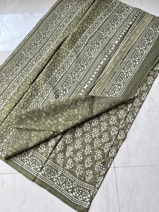Pure Mul Cotton Sarees, Bagru print, Blouse attached