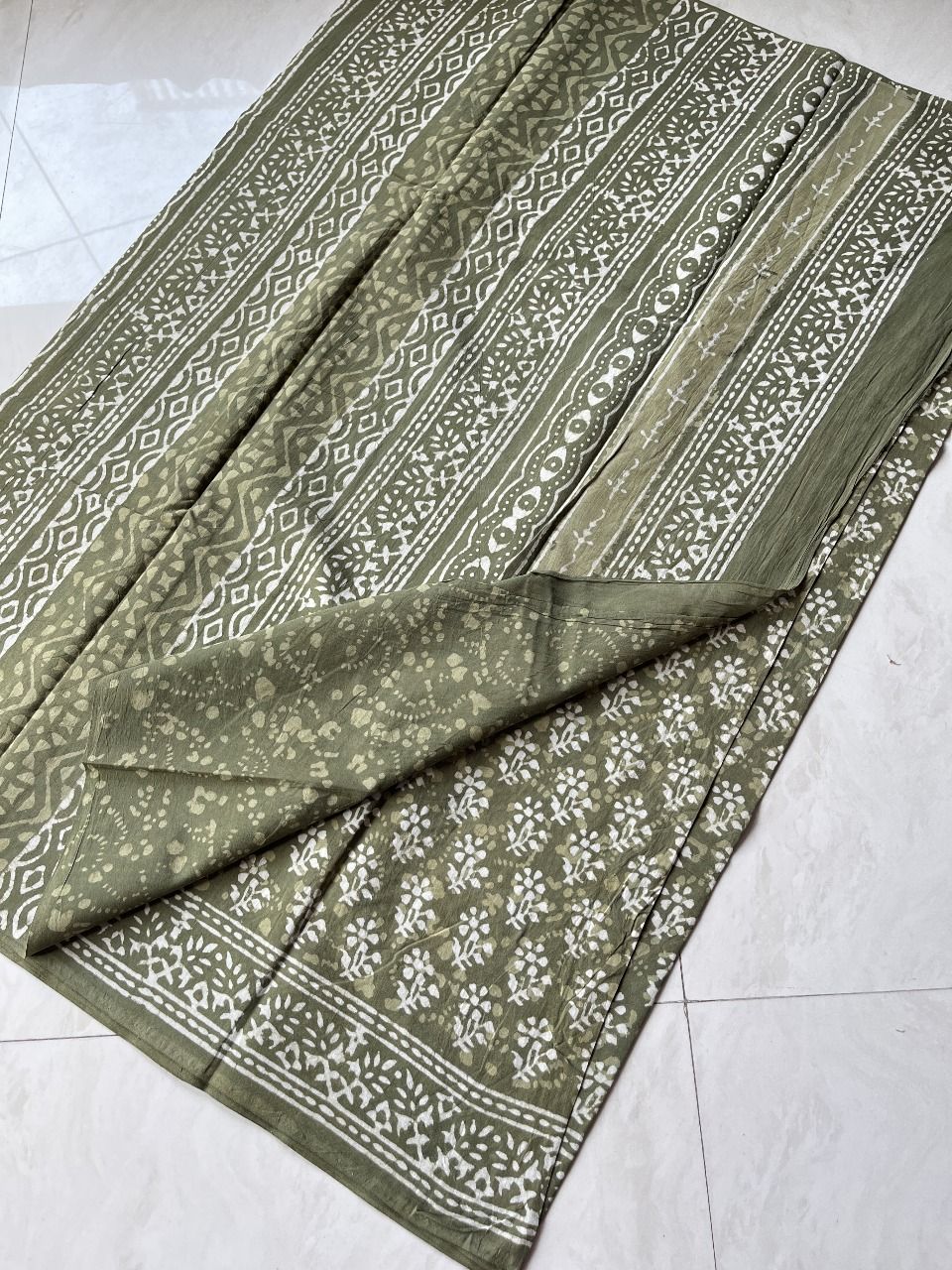 Pure Mul Cotton Sarees, Bagru print, Blouse attached