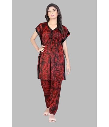 G4Girl Red Satin Women's Nightwear Nightsuit Sets ( Pack of 1 )