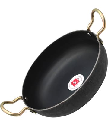 LAZYWINDOW Cast Iron Kadhai Induction Bottom Stainless Steel Handle 2 Thickness mm 22 cm Diameter ( 1 L )