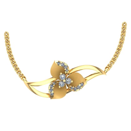 Senco Gold 18K Yellow Gold Trigon Floret Enigma Diamond Pendant (Gold Weight -  2 g / 0.1 Ct / HI-SI)